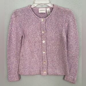 Vintage Liz Claiborne Lavender Cotton Knit Cardigan Sweater Grannycore Size P